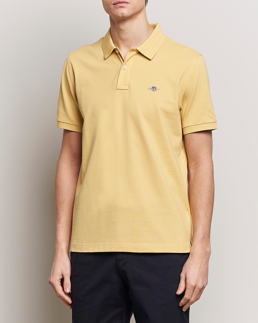 Men | Short Sleeve Polo Shirts | GANT | The Original Polo Dusty Yellow