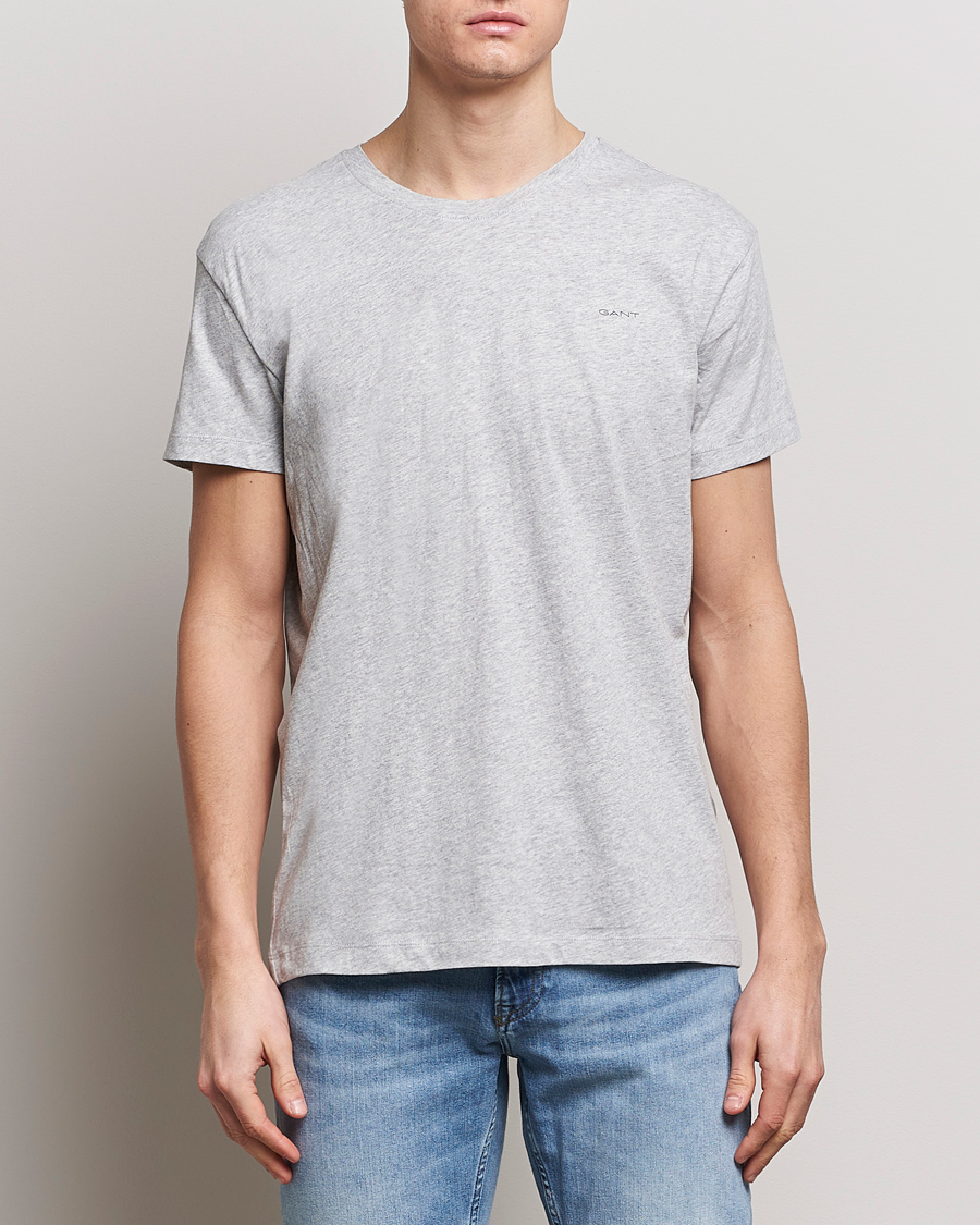 Men | Clothing | GANT | 2-Pack Crew Neck T-Shirt Light Grey/Navy