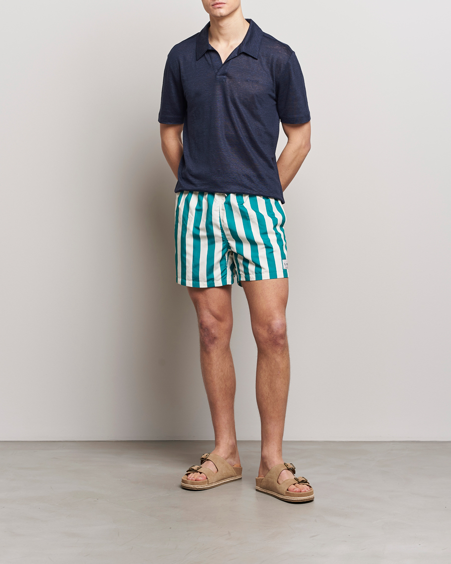 Men | Swimwear | GANT | Blockstriped Swimshorts Ocean Turquoise