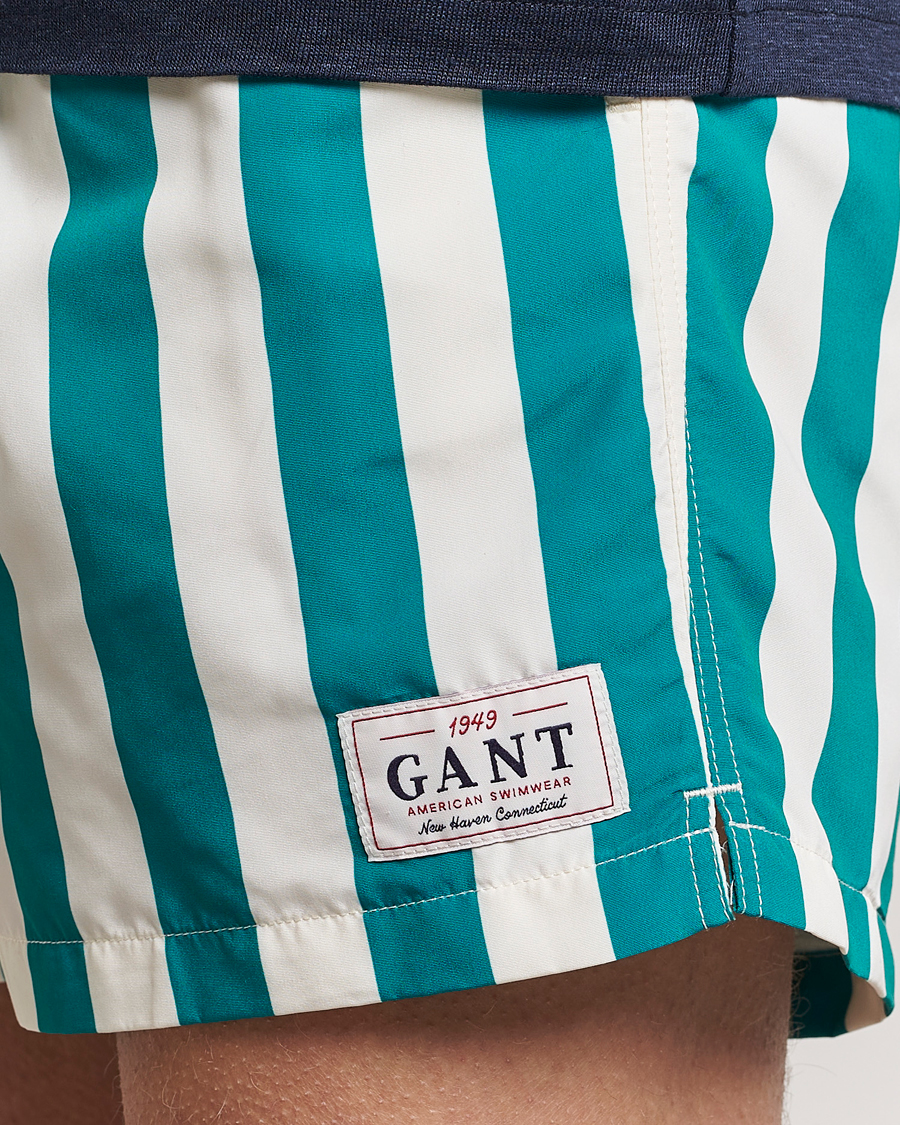 Men | Swimwear | GANT | Blockstriped Swimshorts Ocean Turquoise