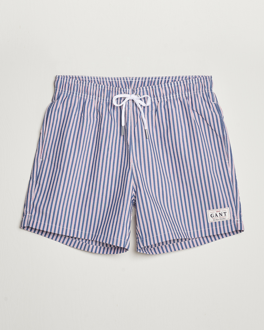 Men | Swimwear | GANT | Striped Seersucker Swimshorts Deep Blue