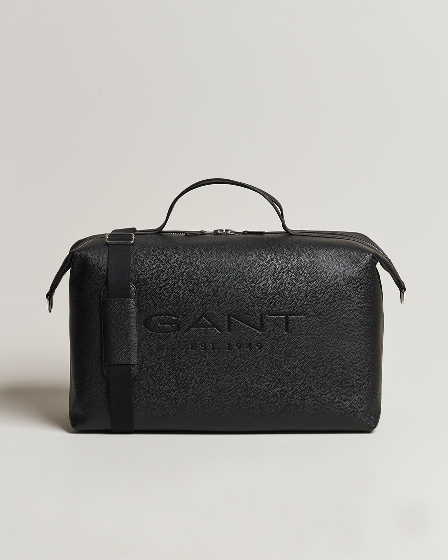 Men | GANT Leather Weekendbag Black | GANT | Leather Weekendbag Black