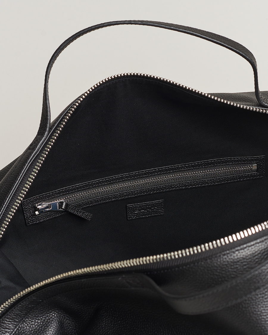 Men | GANT Leather Weekendbag Black | GANT | Leather Weekendbag Black