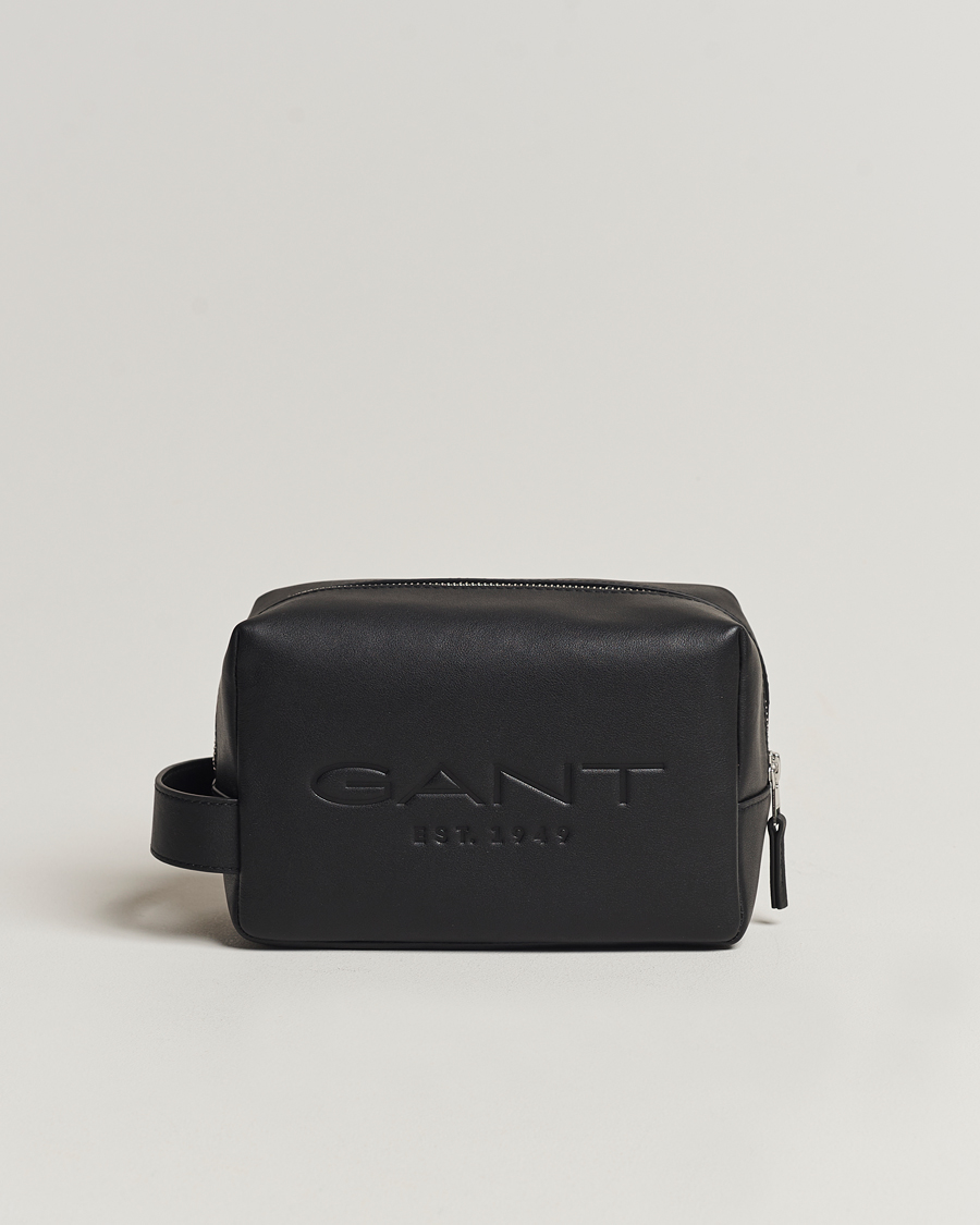 Men | GANT Leather Wash Bag Black | GANT | Leather Wash Bag Black