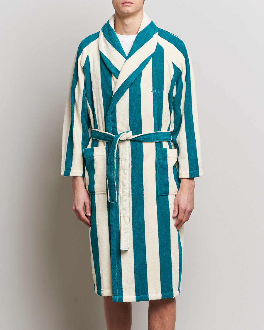 Men | Robes | GANT | Striped Robe Ocean Turquoise/White