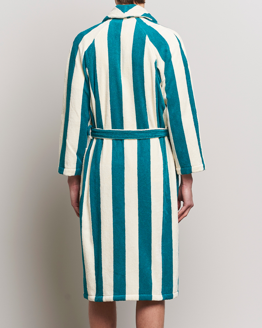 Men | Pyjamas & Robes | GANT | Striped Robe Ocean Turquoise/White