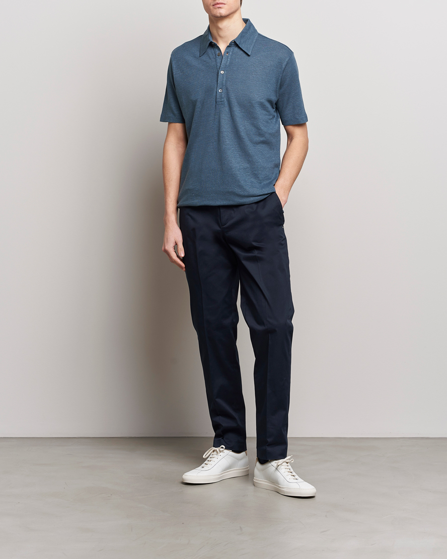 Men | Polo Shirts | Paul Smith | Linen Polo Blue