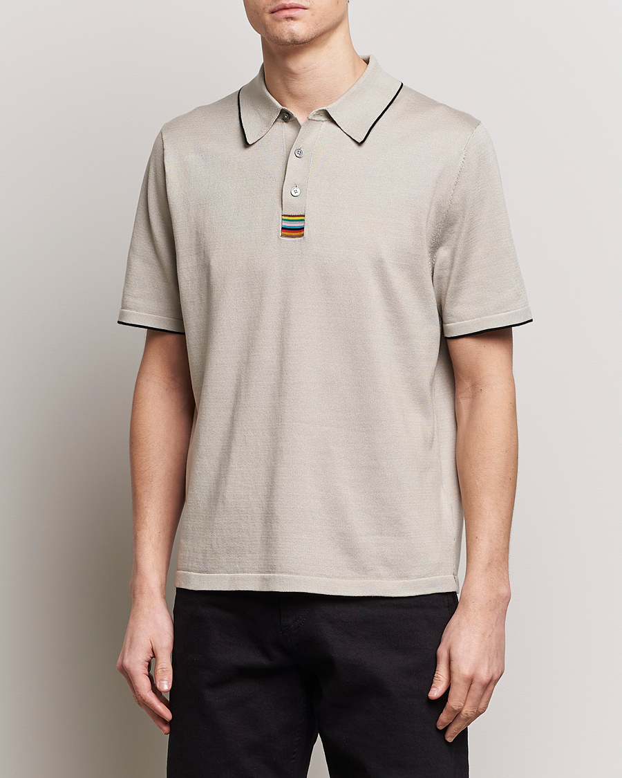 Men |  | Paul Smith | Knitted Cotton Polo Greige