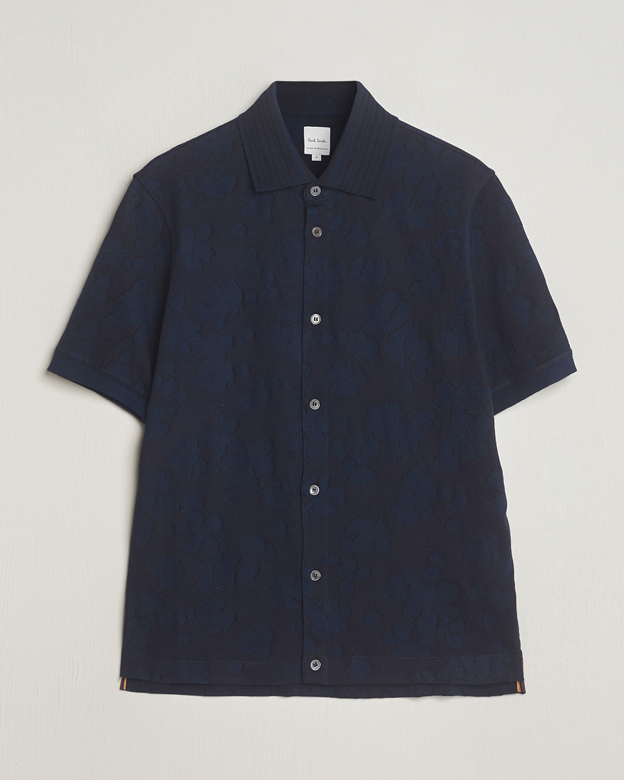 Men | Shirts | Paul Smith | Floral Jacquard Short Sleeve Shirt Navy
