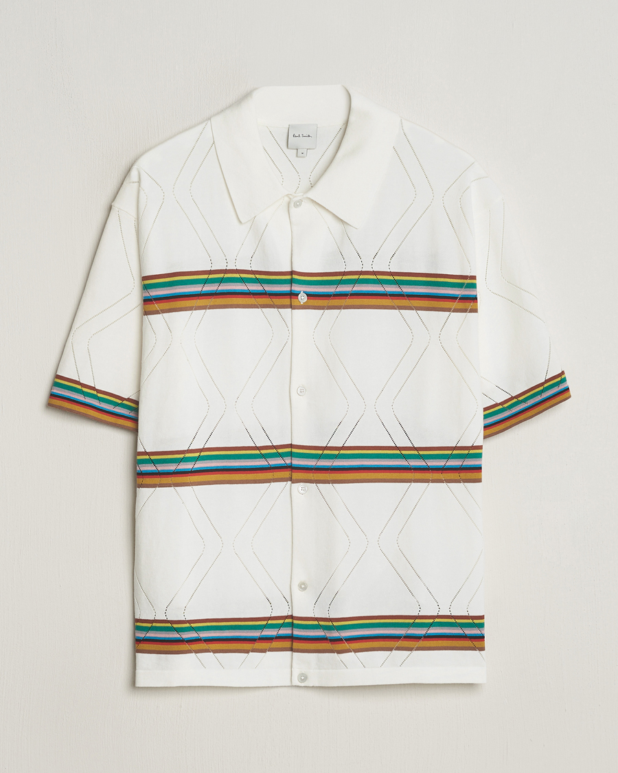 Paul Smith Cotton Knitted Short Sleeve Shirt White at