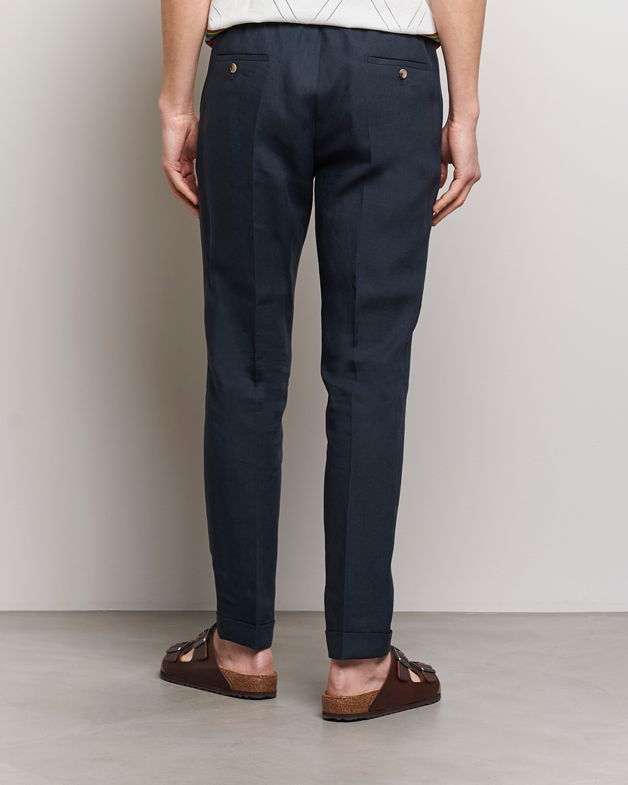 Men | Trousers | Paul Smith | Linen Drawstring Trousers Navy
