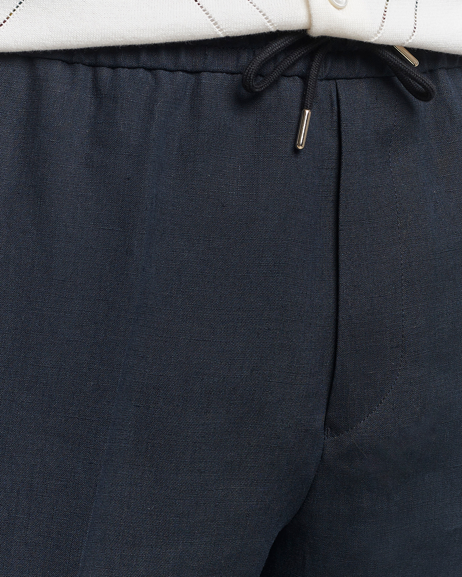 Men | Trousers | Paul Smith | Linen Drawstring Trousers Navy