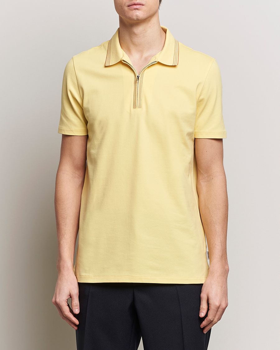 Men | Short Sleeve Polo Shirts | PS Paul Smith | Regular Fit Half Zip Polo Yellow