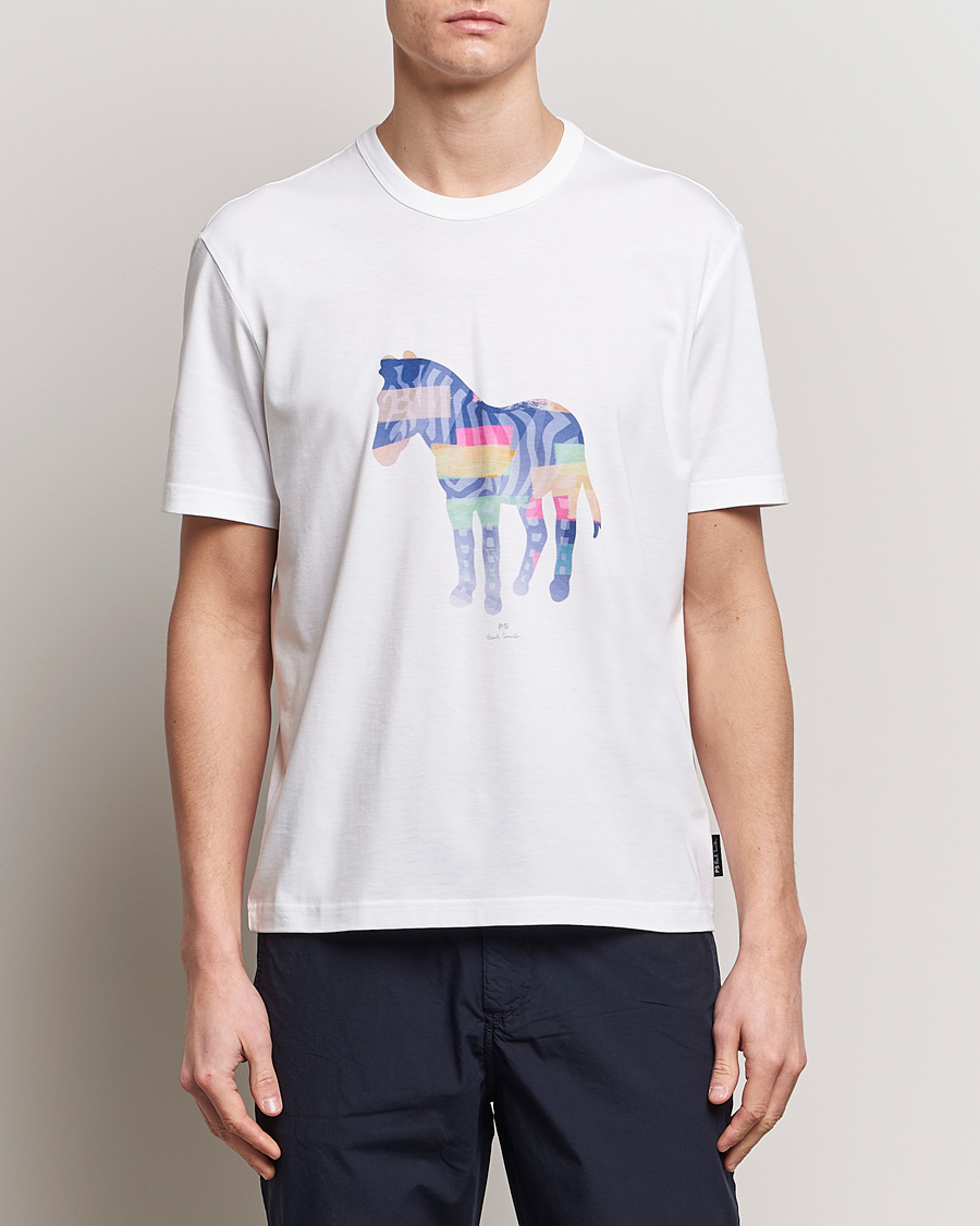 Men | T-Shirts | PS Paul Smith | Organic Cotton Zebra Crew Neck T-Shirt White