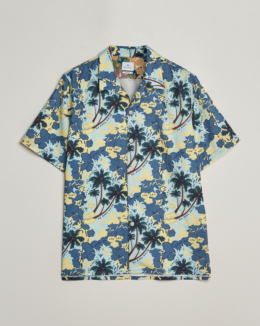 Men | Shirts | PS Paul Smith | Prined Flower Resort Short Sleeve Shirt Blue