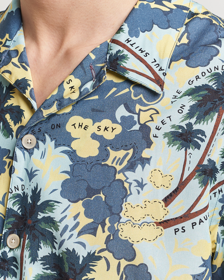 Men | Shirts | PS Paul Smith | Prined Flower Resort Short Sleeve Shirt Blue