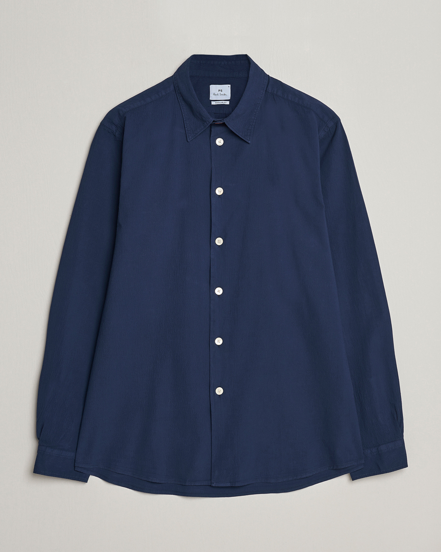 Men | Shirts | PS Paul Smith | Regular Fit Seersucker Shirt Navy