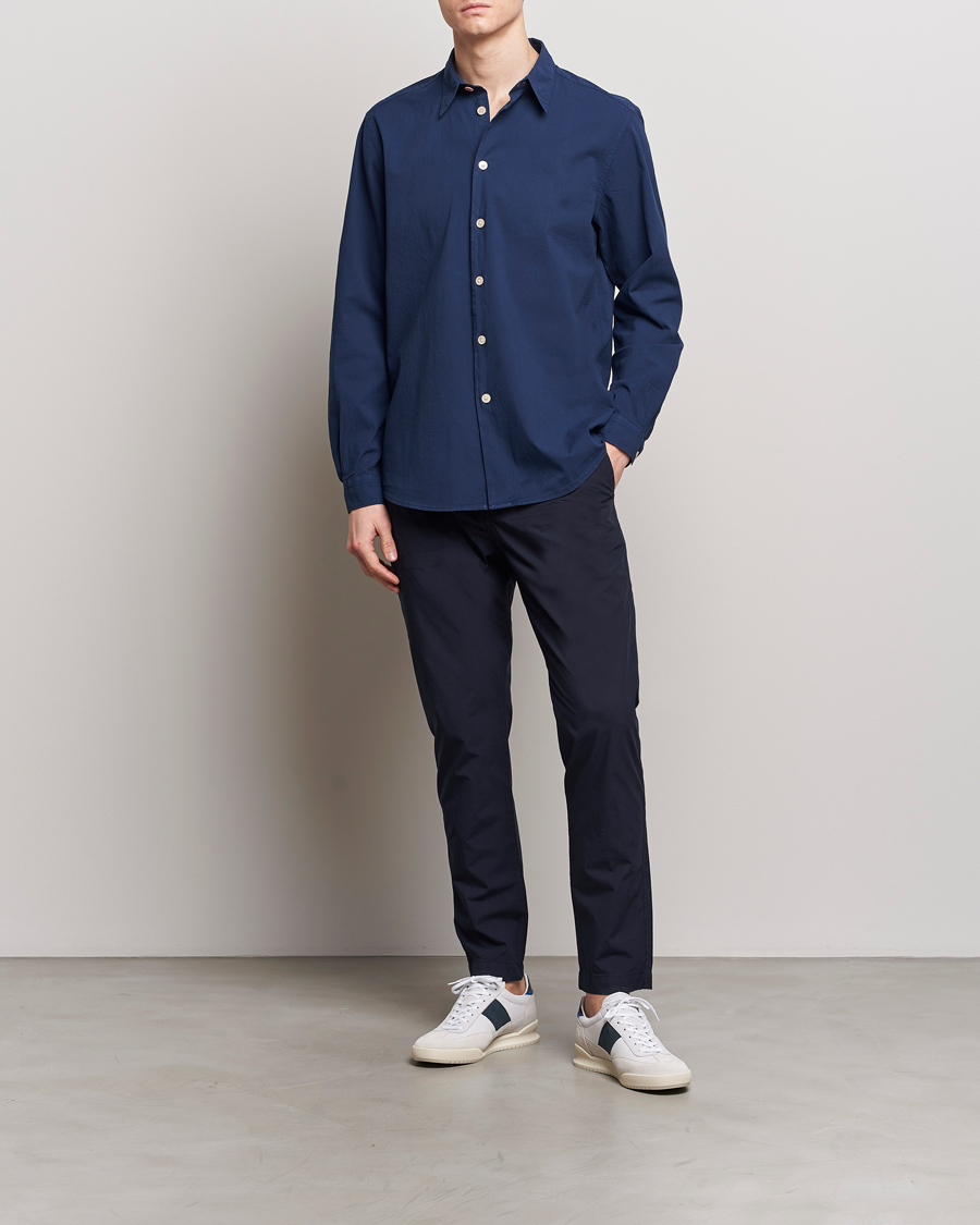 Men | Shirts | PS Paul Smith | Regular Fit Seersucker Shirt Navy