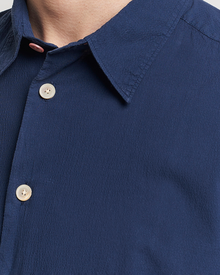 Men | Shirts | PS Paul Smith | Regular Fit Seersucker Shirt Navy