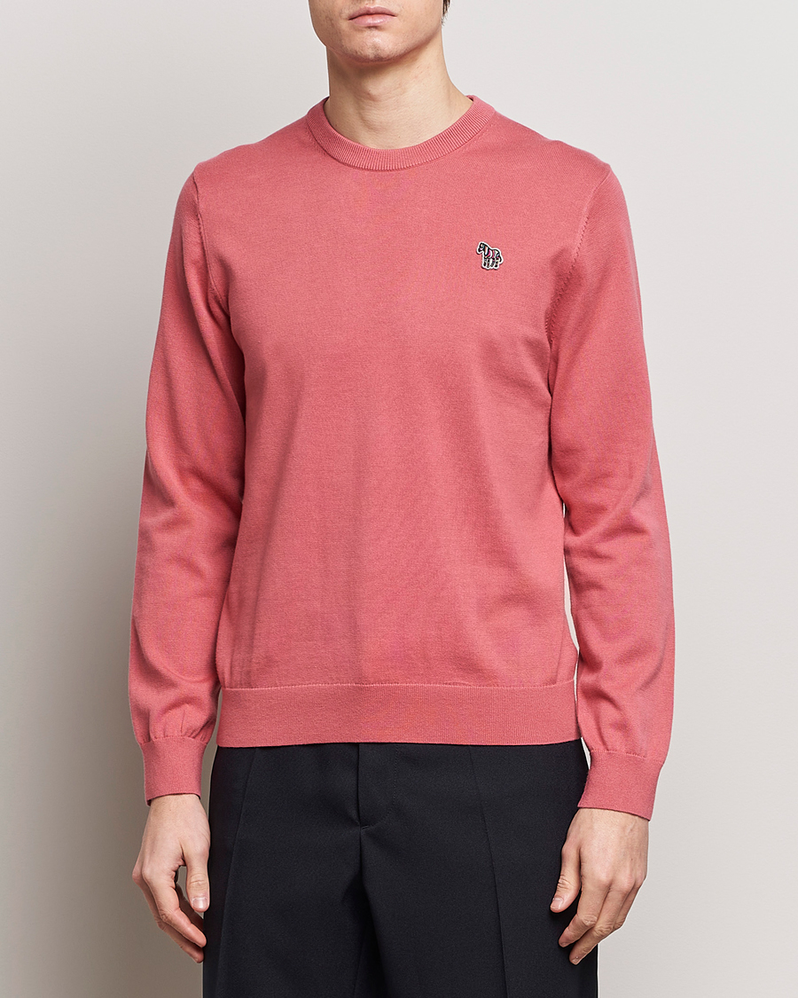 Men | Knitted Jumpers | PS Paul Smith | Zebra Cotton Knitted Sweater Faded Pink