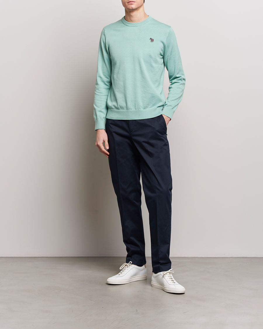 Men | Sweaters & Knitwear | PS Paul Smith | Zebra Cotton Knitted Sweater Mint Green