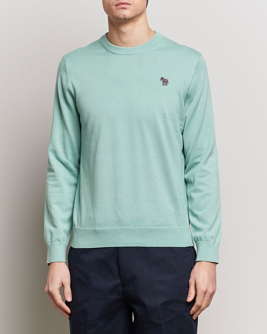 Men | Sweaters & Knitwear | PS Paul Smith | Zebra Cotton Knitted Sweater Mint Green
