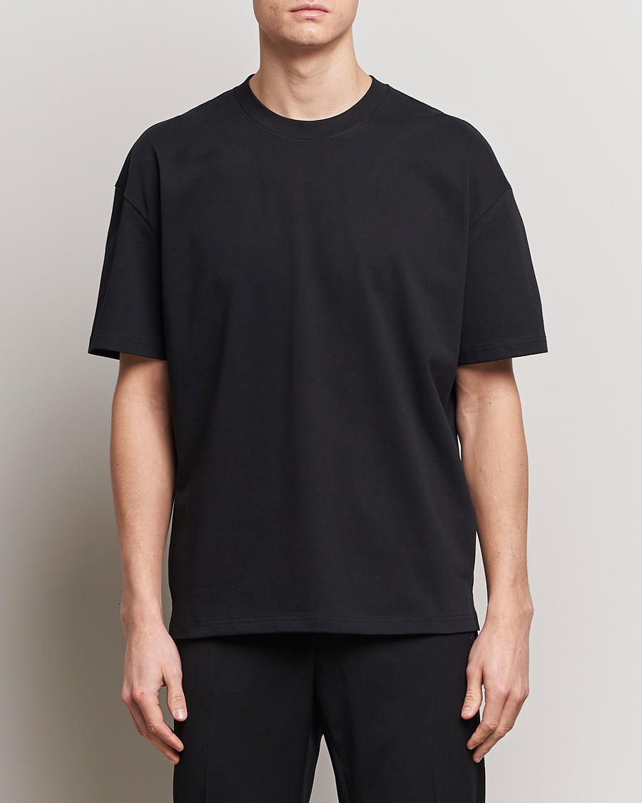 Men | Black t-shirts | Bread & Boxers | Textured Heavy Crew Neck T-Shirt Black