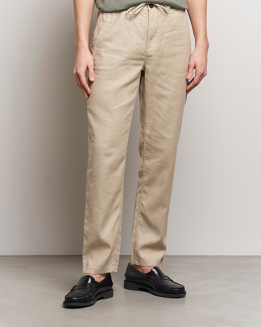 Men | Linen Trousers | Morris | Fenix Linen Slacks Khaki