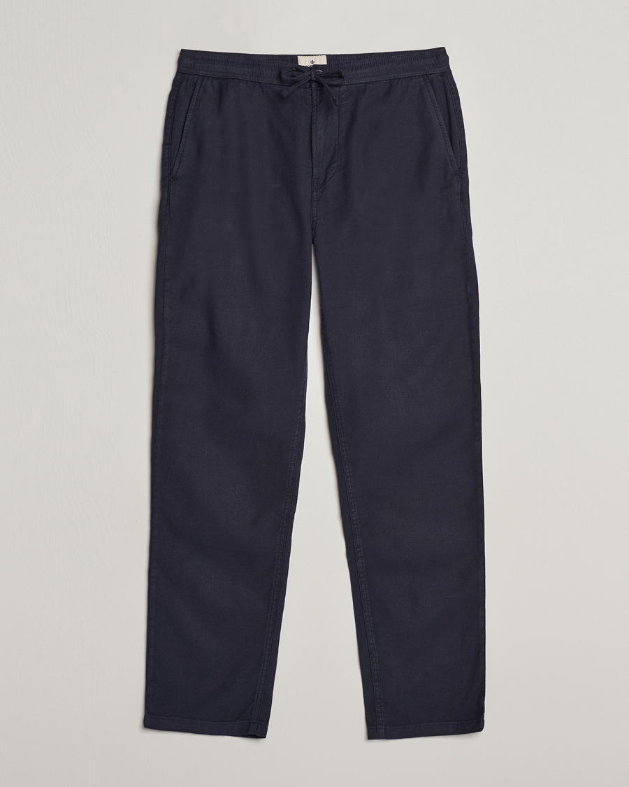 Men | Trousers | Morris | Fenix Linen Slacks Blue