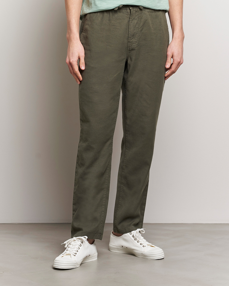 Men | Trousers | Morris | Fenix Linen Slacks Olive