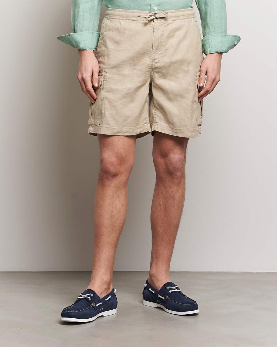 Men | Cargo Shorts | Morris | Cargo Linen Shorts Khaki