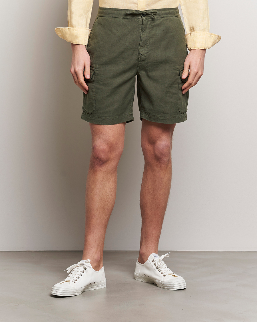 Men | Cargo Shorts | Morris | Cargo Linen Shorts Olive