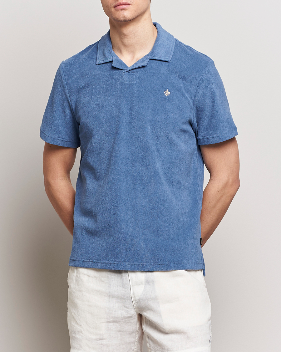 Men | Short Sleeve Polo Shirts | Morris | Delon Terry Jersey Polo Blue