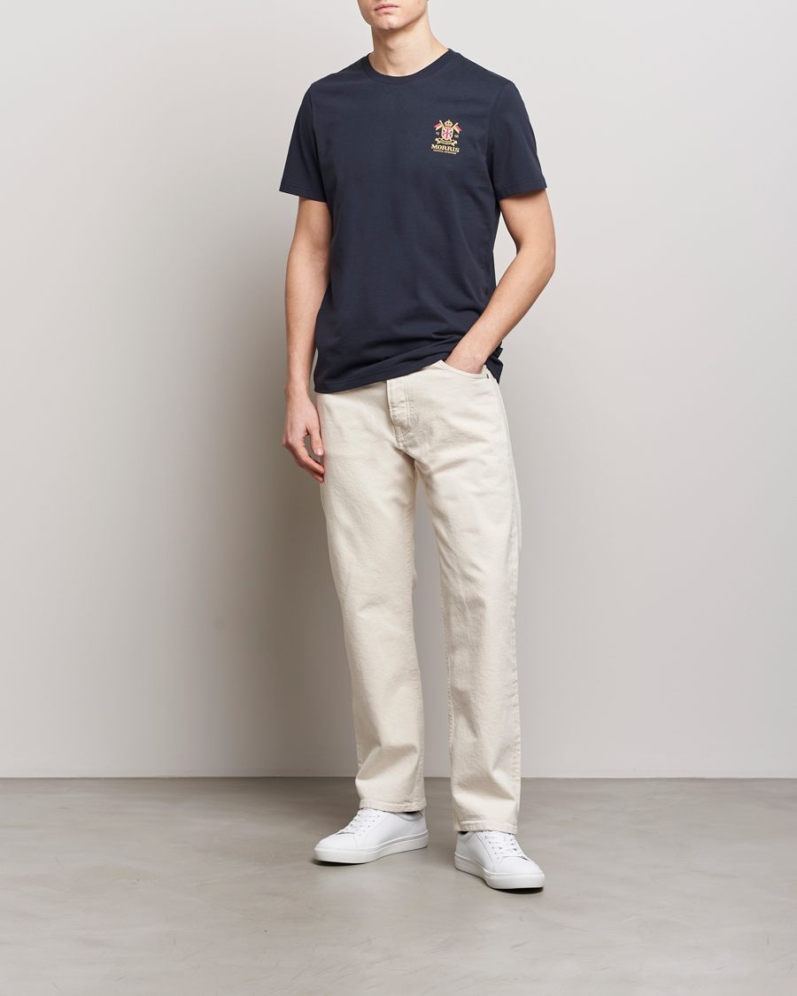 Men | T-Shirts | Morris | Crew Neck Cotton T-Shirt Old Blue