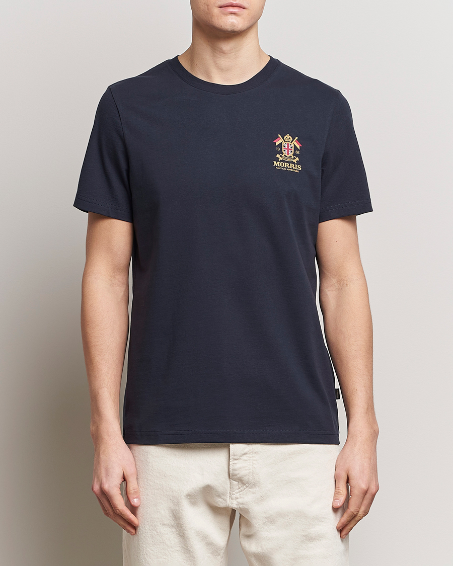 Men |  | Morris | Crew Neck Cotton T-Shirt Old Blue