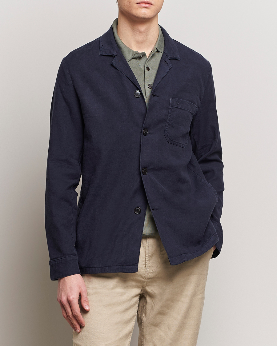 Men | Spring Jackets | Morris | Linen Shirt Jacket Navy