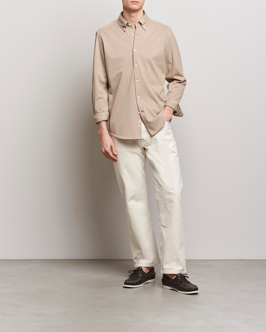 Men | Shirts | Morris | Eddie Slim Fit Pique Shirt Khaki