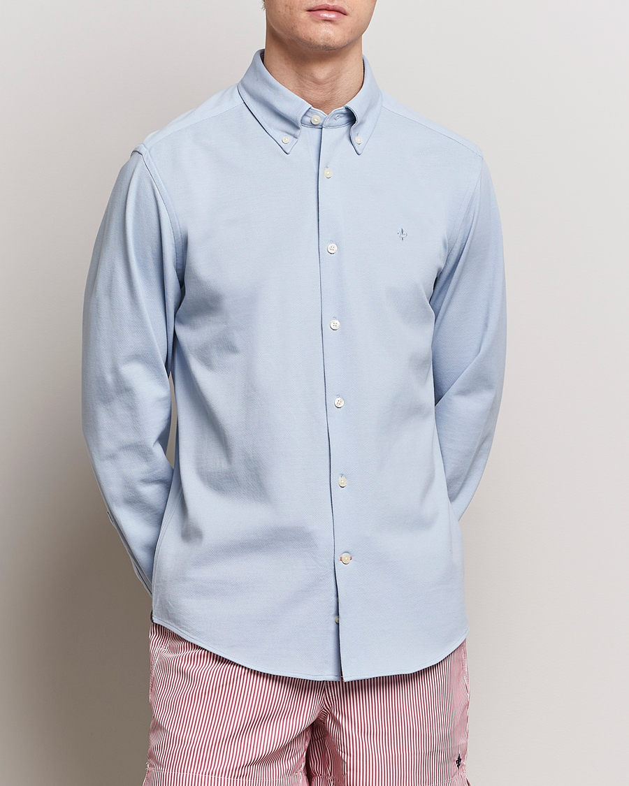 Men | Shirts | Morris | Eddie Slim Fit Pique Shirt Light Blue
