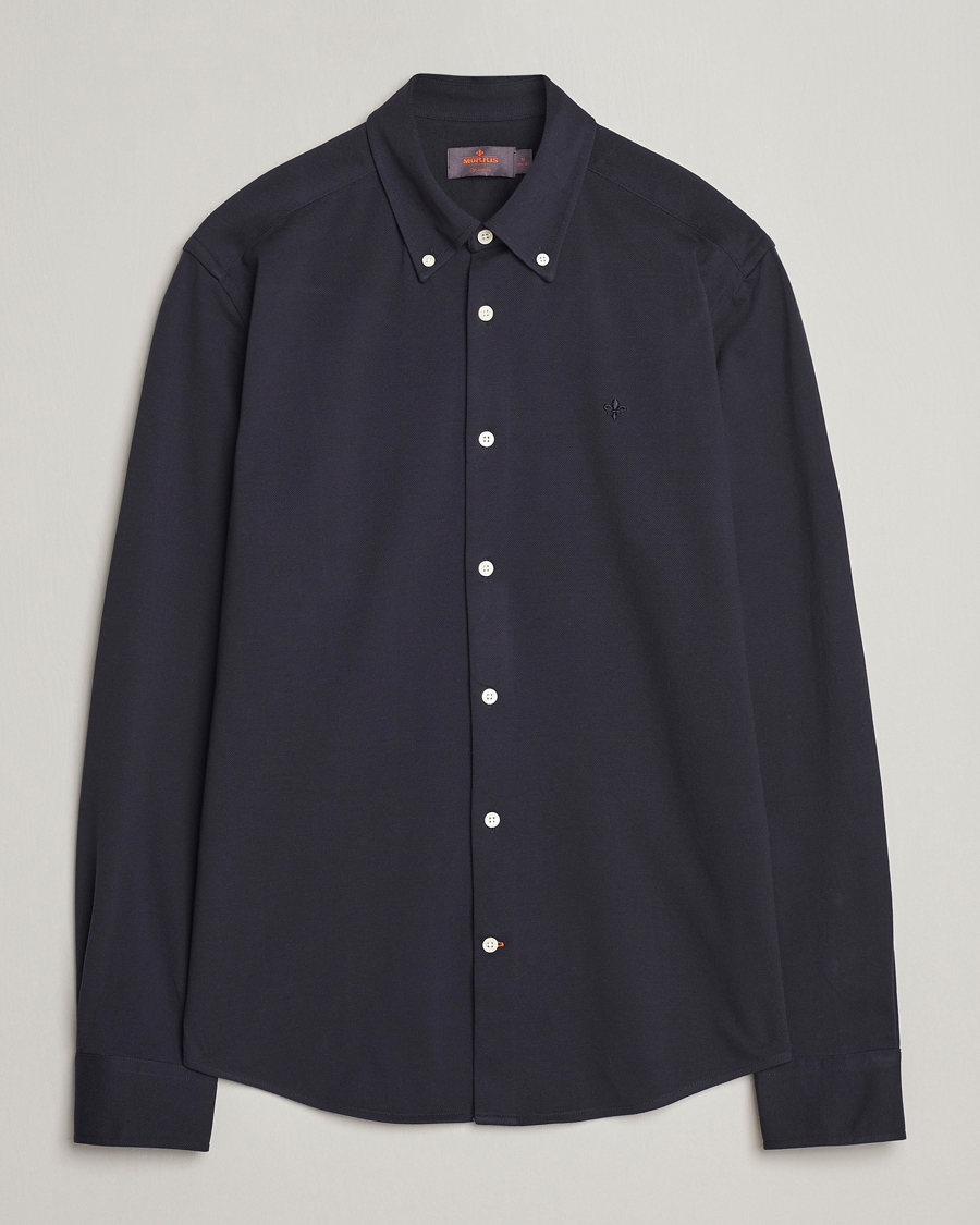 Men | Shirts | Morris | Eddie Slim Fit Pique Shirt Old Blue