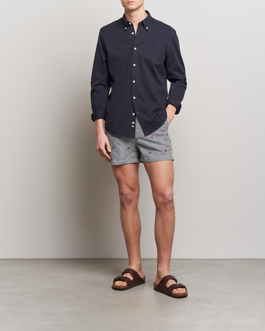 Men | Shirts | Morris | Eddie Slim Fit Pique Shirt Old Blue