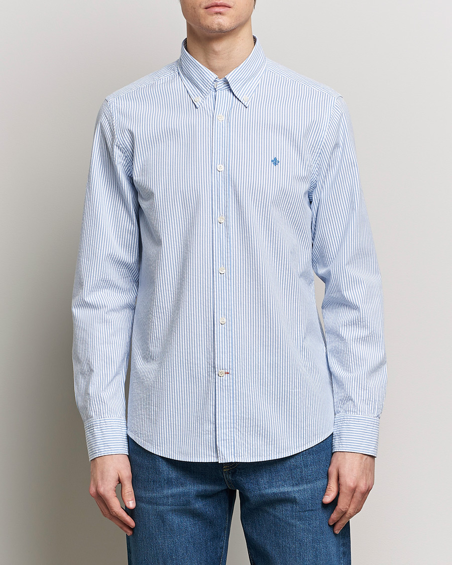 Men | Shirts | Morris | Slim Fit Seersucker Shirt Light Blue