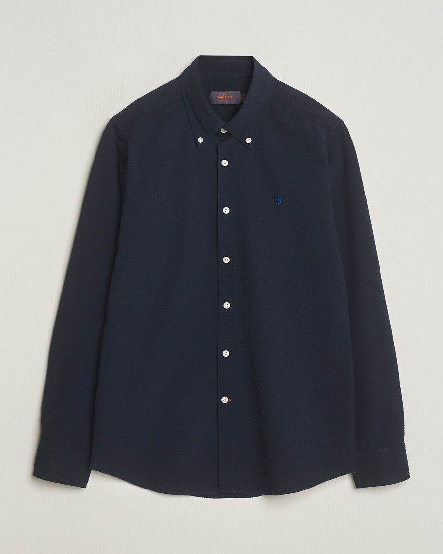 Men | Shirts | Morris | Slim Fit Seersucker Shirt Navy