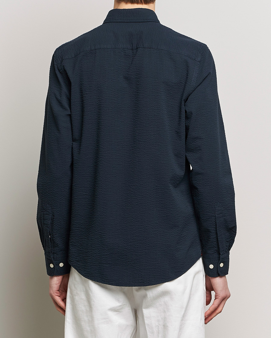 Men | Shirts | Morris | Slim Fit Seersucker Shirt Navy
