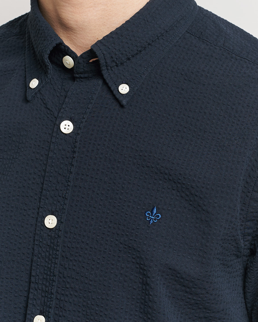 Men | Shirts | Morris | Slim Fit Seersucker Shirt Navy