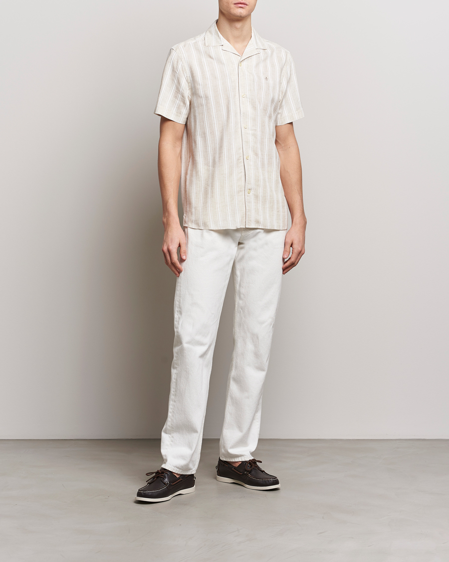 Men | Shirts | Morris | Printed Short Sleeve Shirt Off White