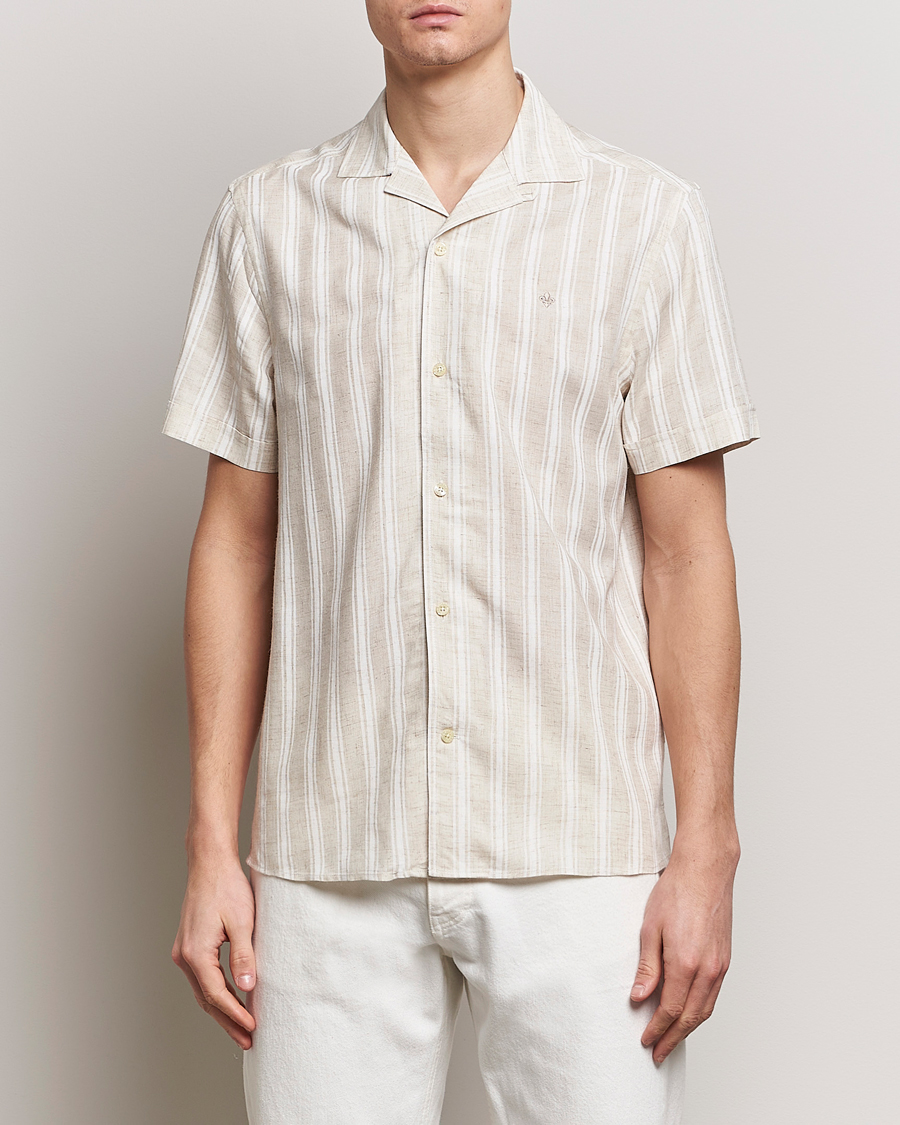 Men | Shirts | Morris | Printed Short Sleeve Shirt Off White