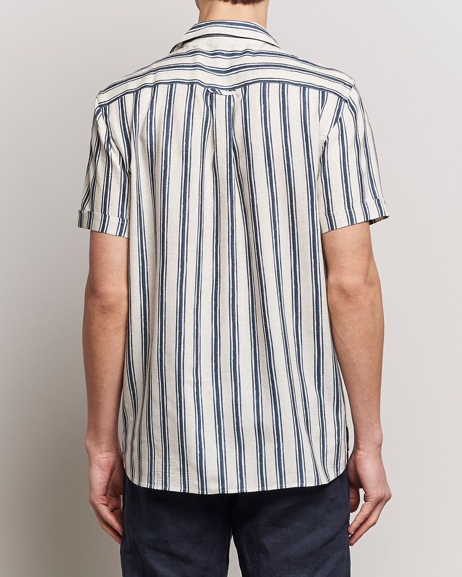 Men | Shirts | Morris | Printed Short Sleeve Shirt Navy/Beige