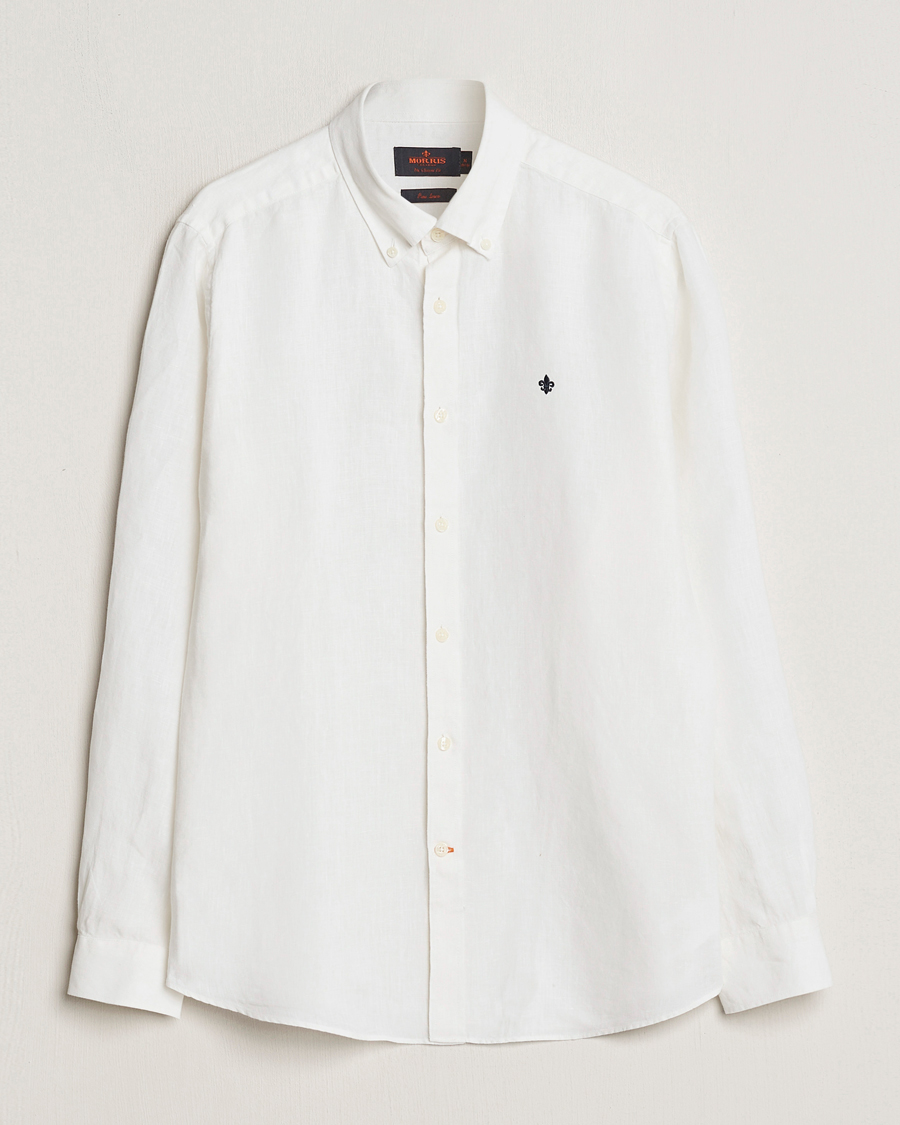 Men | Shirts | Morris | Douglas Button Down Linen Shirt White