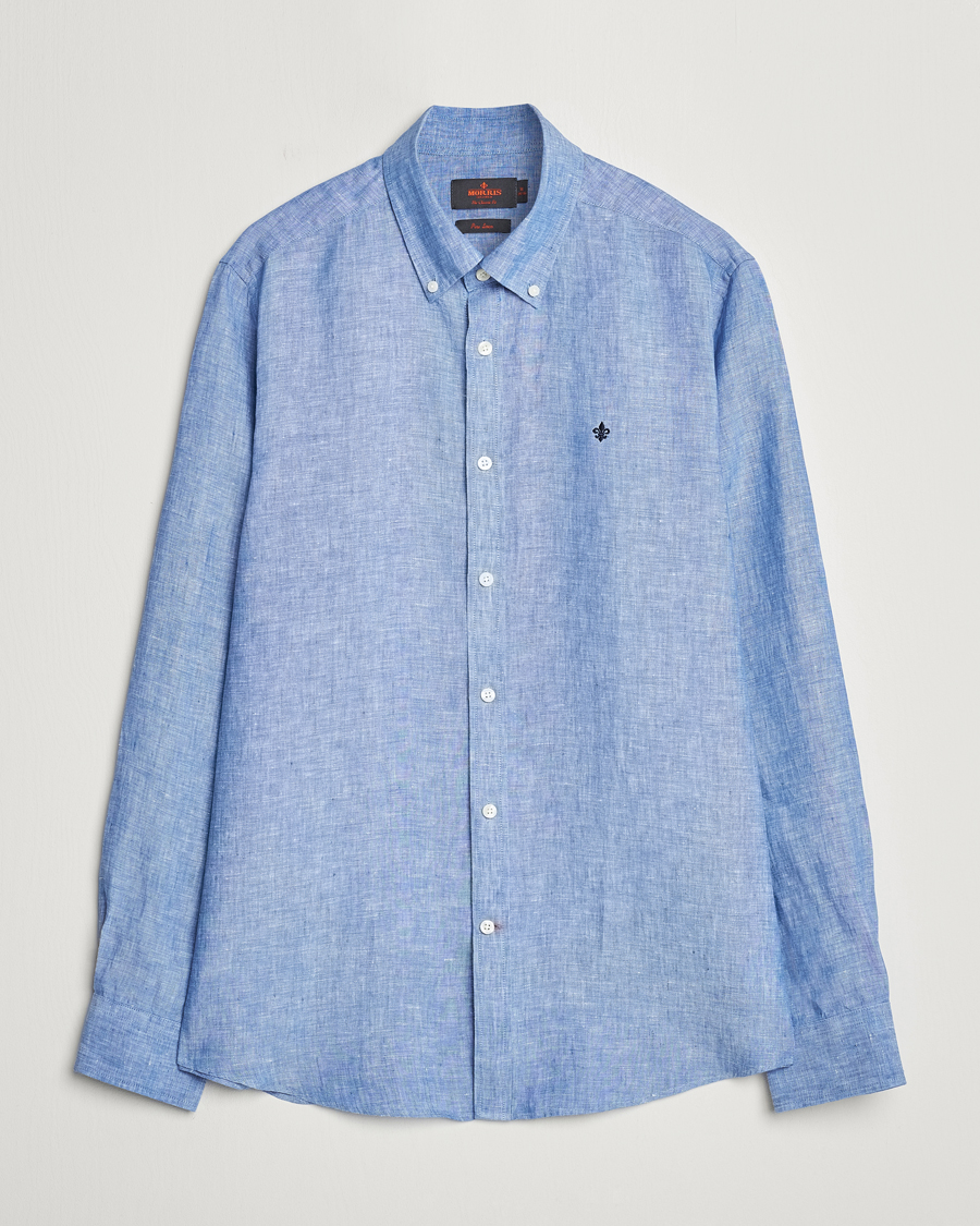 Men | Shirts | Morris | Douglas Button Down Linen Shirt Blue