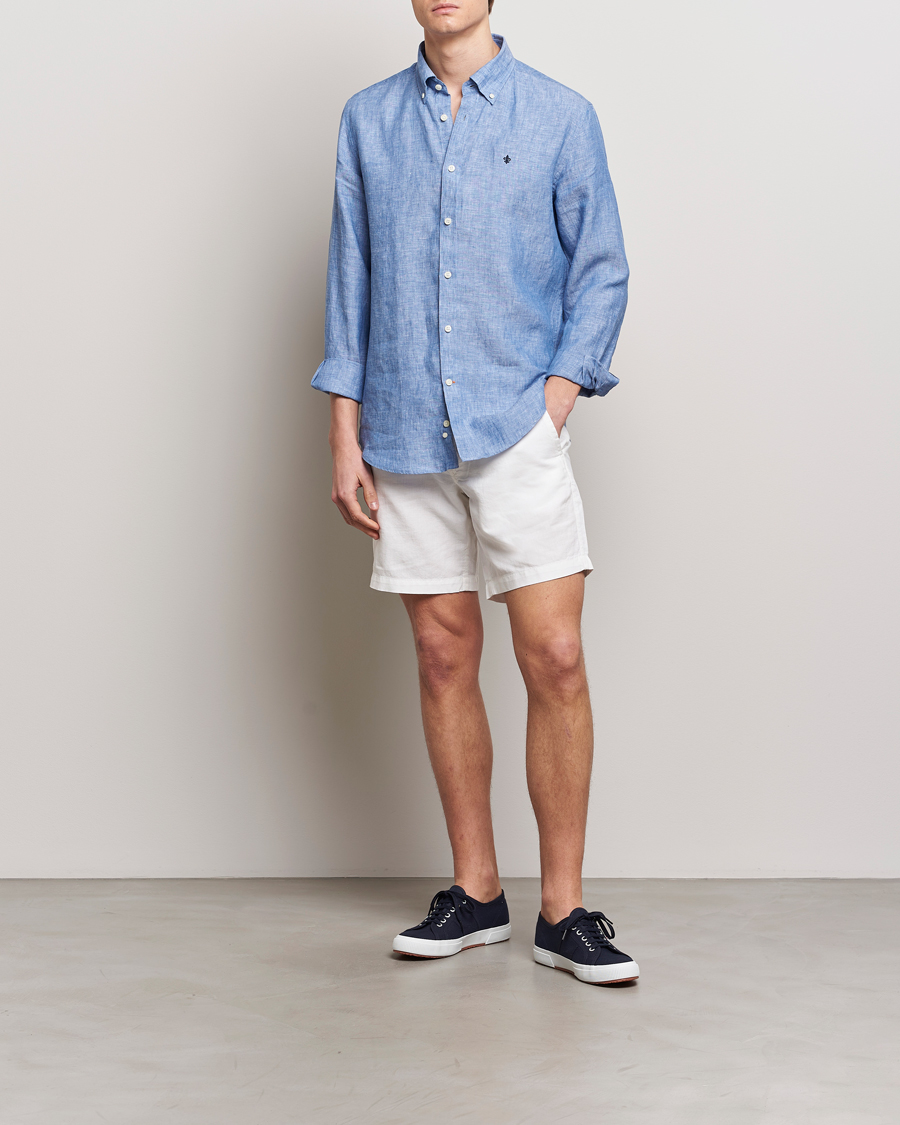 Men | Shirts | Morris | Douglas Button Down Linen Shirt Blue